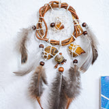 Attrape-rêves Boho pour voiture avec œil de tigre et citrine – Protection spirituelle, énergie positive et amulette faite à la main pour la sécurité des voyages