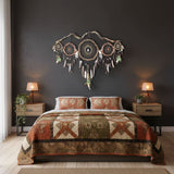 47" Wide Dreamcatcher Set – 5-Piece Boho Wall Hanging with Quartz Crystal, Custom Colors, Ideal Above Bed Spiritual Decor