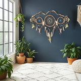 47" Wide Dreamcatcher Set – 5-Piece Boho Wall Hanging with Quartz Crystal, Custom Colors, Ideal Above Bed Spiritual Decor