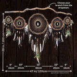 Spiritual Protection Set: 15 Healing Stones Set – 5 Crystal Dreamcatchers with Branch Option, Rustic Decor, Natural Gift for Shaman, Witch Vibes, Spiritual Protection