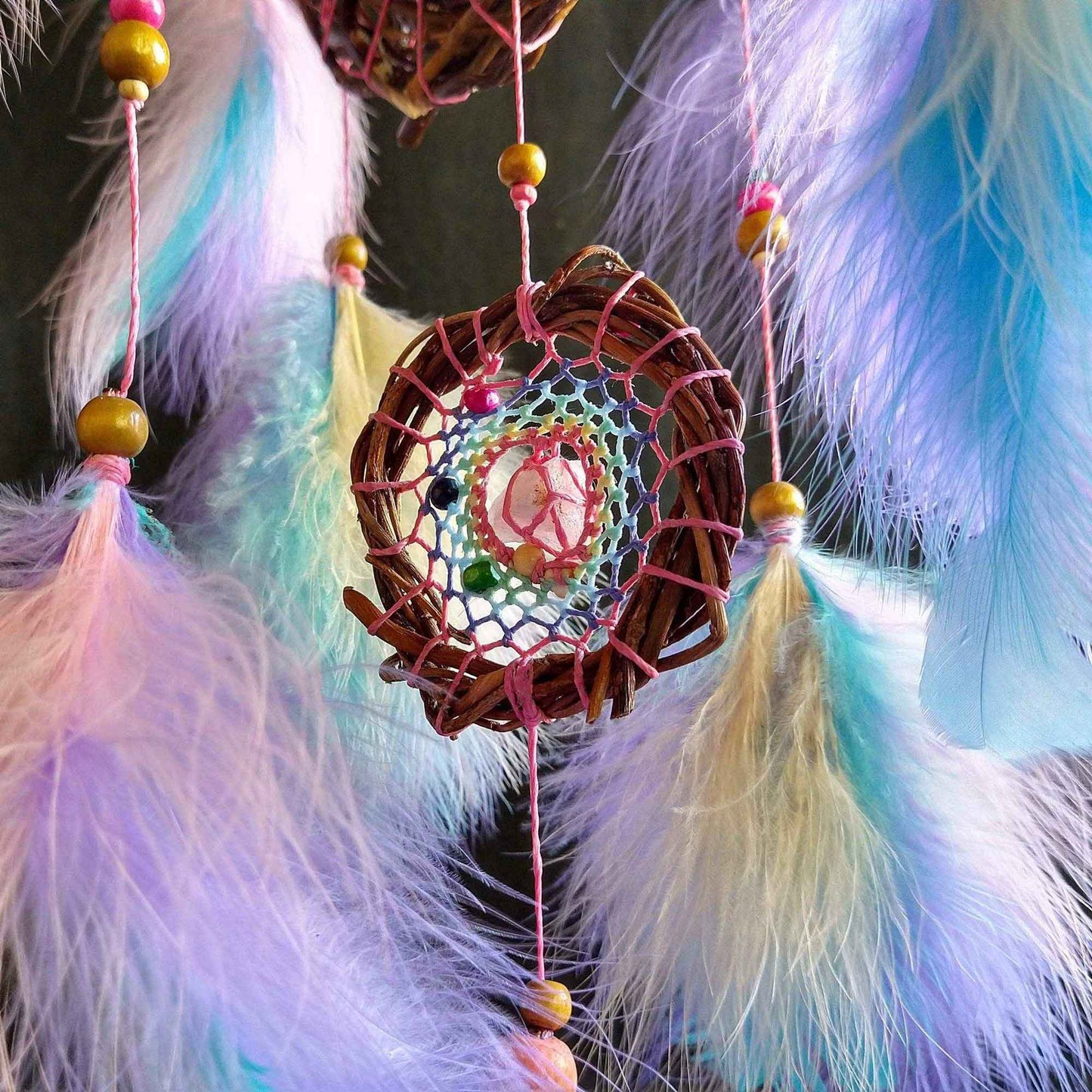 Real crystals hanging decor Dream catcher energy healing Insomnia relief Relaxing wall decor Cleansing and protection Stress gifts Manifest ArMoniZar