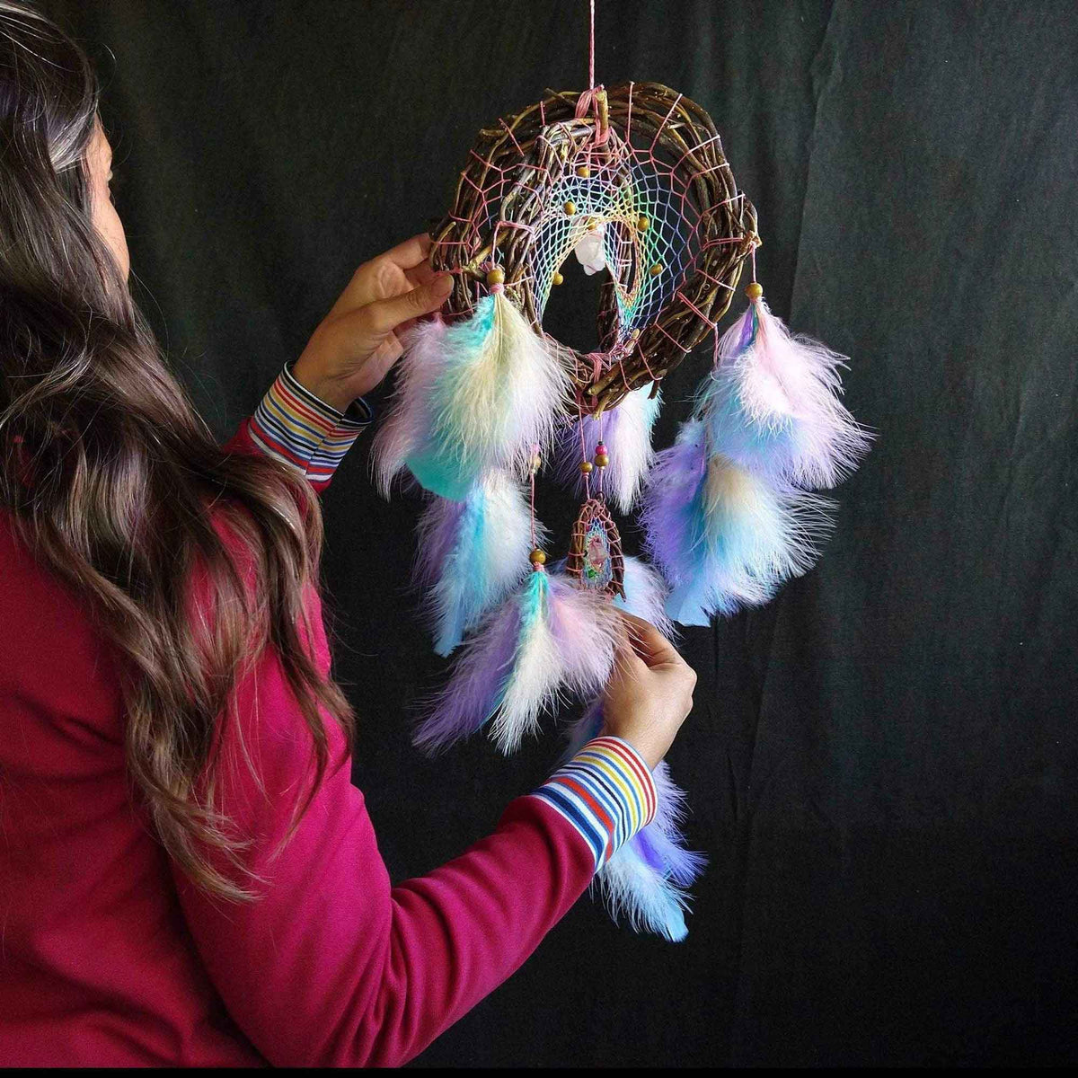 Real crystals hanging decor Dream catcher energy healing Insomnia relief Relaxing wall decor Cleansing and protection Stress gifts Manifest ArMoniZar