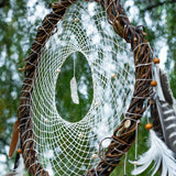 Set of 3 White Dreamcatchers with Natural Quartz – Crystal & White Quartz | Boho Bedroom or Meditation Space Decor for Spiritual Souls