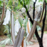 Set of 3 White Dreamcatchers with Natural Quartz – Crystal & White Quartz | Boho Bedroom or Meditation Space Decor for Spiritual Souls