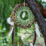 Large Crystal Dream Catcher for Unique Home Decor, Gemstone Artwork & Protection, Spiritual Wall Art for Bedroom