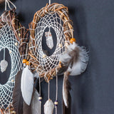Set of 3 White Dreamcatchers with Natural Quartz – Crystal & White Quartz | Boho Bedroom or Meditation Space Decor for Spiritual Souls