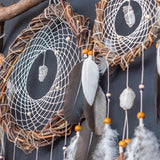 Set of 3 White Dreamcatchers with Natural Quartz – Crystal & White Quartz | Boho Bedroom or Meditation Space Decor for Spiritual Souls