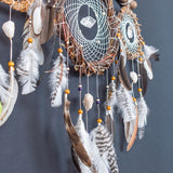 Set of 3 White Dreamcatchers with Natural Quartz – Crystal & White Quartz | Boho Bedroom or Meditation Space Decor for Spiritual Souls