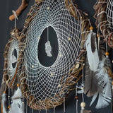 Boho chic dreamcatchers with natural quartz for bedroom decor