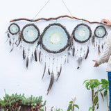 Unique Wooden Dreamcatcher with Crystals, Boho Decor for Sleep Protection, Shamanic Spiritual Decor, Perfect for Above Bed