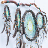 Unique Wooden Dreamcatcher with Crystals, Boho Decor for Sleep Protection, Shamanic Spiritual Decor, Perfect for Above Bed