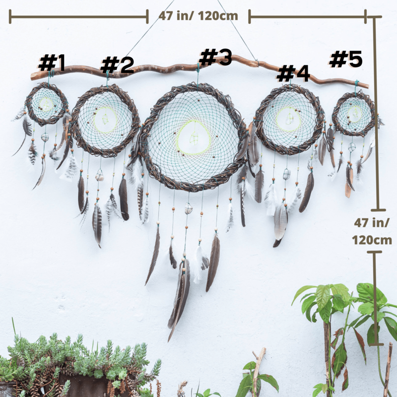 Unique Wooden Dreamcatcher with Crystals, Boho Decor for Sleep Protection, Shamanic Spiritual Decor, Perfect for Above Bed