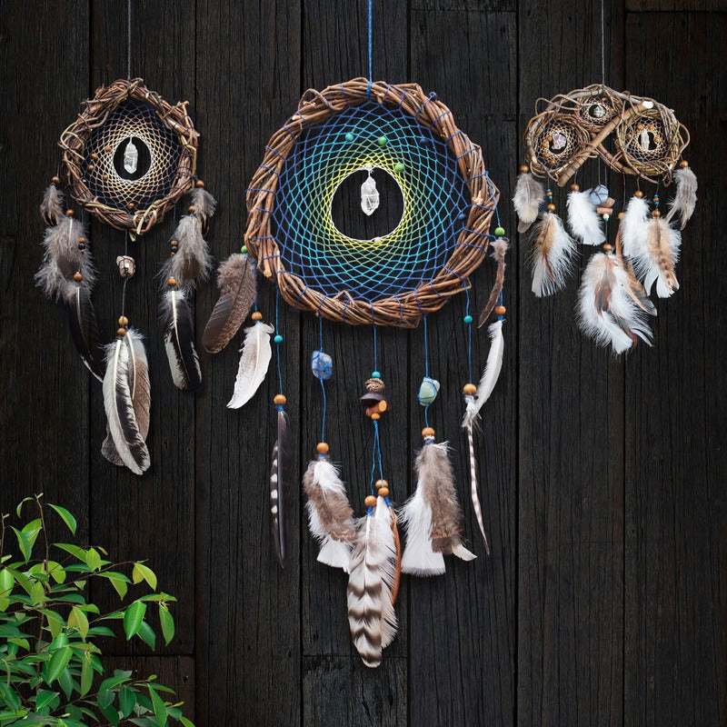 Sleep crystals dreamcatcher set, Anxiety worry stone prosperity & empath energy cleanse