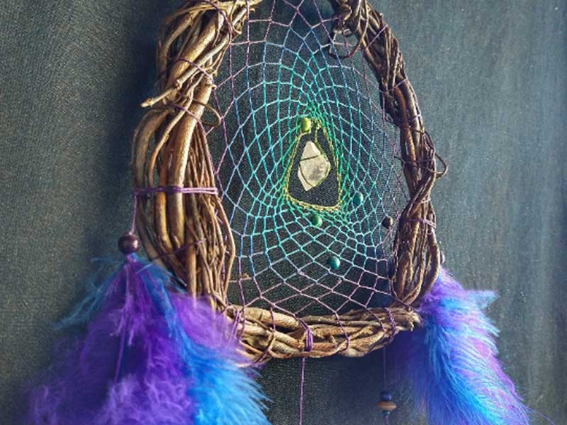 Boho wall decor Crystal Dreamcatcher wall hanging, Large woven wall art dream catcher set boho decor, Large wall art high vibration crystals - ArMoniZar