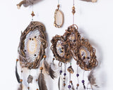 Set of Dreamcatchers with 7 Healing Gemstones, Including Agate | Eco-Friendly Driftwood for Spiritual & Protective Wall Decor