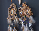 Set of Dreamcatchers with 7 Healing Gemstones, Including Agate | Eco-Friendly Driftwood for Spiritual & Protective Wall Decor