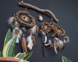 Set of Dreamcatchers with 7 Healing Gemstones, Including Agate | Eco-Friendly Driftwood for Spiritual & Protective Wall Decor