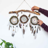 Feng Shui Wall Decor - 3 Piece Crystal Dreamcatcher Set - Sacred Space Art