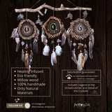 Set of 3 Handmade Dreamcatchers with 10 Gemstones on Willow Branch (Driftwood-Inspired) - Eco-friendly, Natural Materials - 24x20in