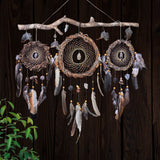 Set of 3 Handmade Dreamcatchers with 10 Gemstones on Willow Branch (Driftwood-Inspired) - Eco-friendly, Natural Materials - 24x20in