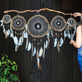 Spiritual Protection Set: 15 Healing Stones Set – 5 Crystal Dreamcatchers with Branch Option, Rustic Decor, Natural Gift for Shaman, Witch Vibes, Spiritual Protection