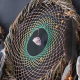 Large 5 Piece Crystal Dreamcatcher Set - Brown Green 15 Gemstones Wall Art