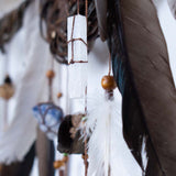 Large 5 Piece Crystal Dreamcatcher Set - Brown Green 15 Gemstones Wall Art