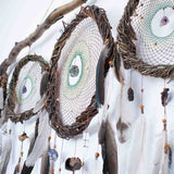 Large 5 Piece Crystal Dreamcatcher Set - Brown Green 15 Gemstones Wall Art
