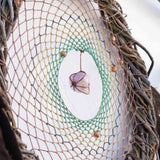 Large 5 Piece Crystal Dreamcatcher Set - Brown Green 15 Gemstones Wall Art