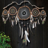 Spiritual Protection Set: 15 Healing Stones Set – 5 Crystal Dreamcatchers with Branch Option, Rustic Decor, Natural Gift for Shaman, Witch Vibes, Spiritual Protection