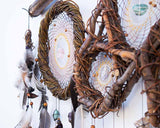 Attrape-rêves d'inspiration autochtone – Osier fait à la main pour la protection spirituelle – 19 cristaux de guérison et plumes de paon – Style bohème