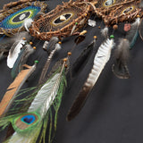 Native-Inspired Dreamcatcher – Handmade Willow for Spiritual Protection - 19 Healing Crystals & Peacock Feathers -Boho Style