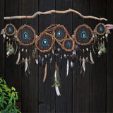 Attrape-rêves d'inspiration autochtone – Osier fait à la main pour la protection spirituelle – 19 cristaux de guérison et plumes de paon – Style bohème