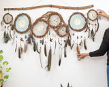 Native-Inspired Dreamcatcher – Handmade Willow for Spiritual Protection - 19 Healing Crystals & Peacock Feathers -Boho Style