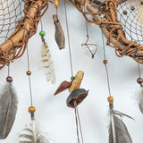 Native-Inspired Dreamcatcher – Handmade Willow for Spiritual Protection - 19 Healing Crystals & Peacock Feathers -Boho Style