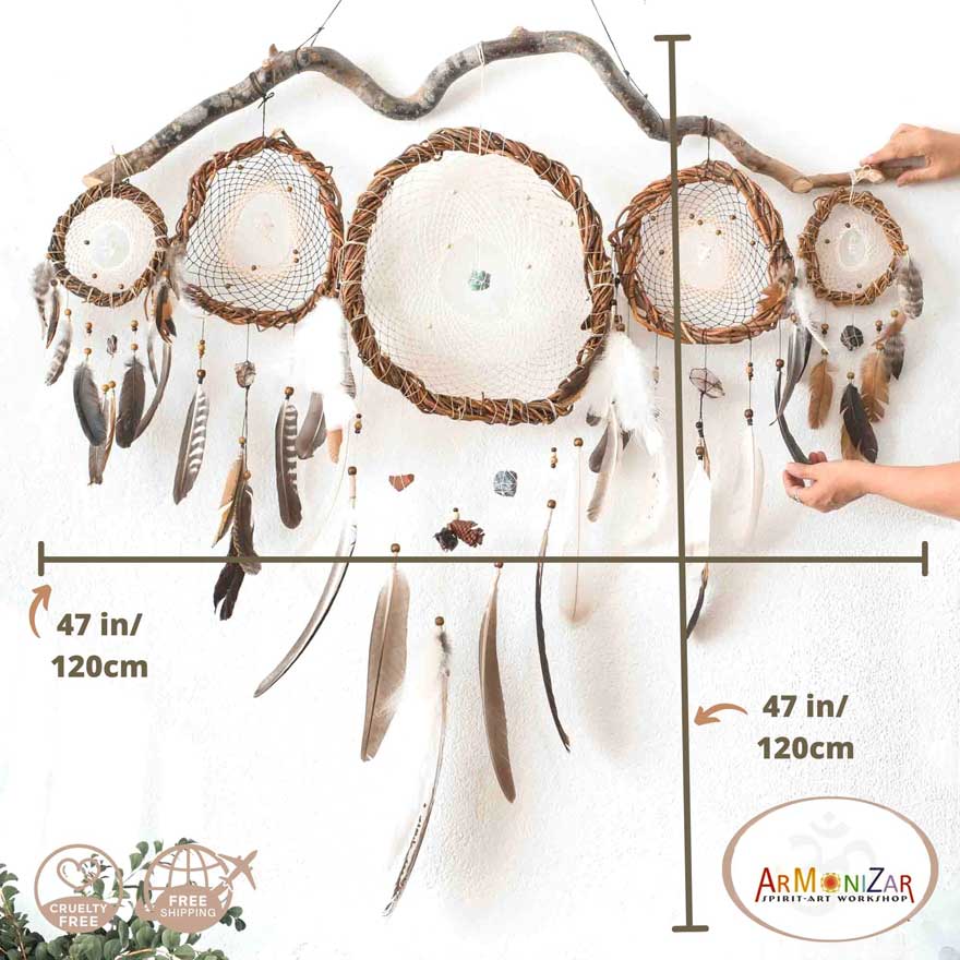 5 Shamanic Eco-Friendly Driftwood Dreamcatchers set - Handcrafted Natural Décor. Ready to Ship! - ArMoniZar