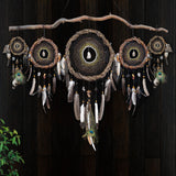 Juego de 5 atrapasueños personalizados: arte chamánico para colgar en la pared con plumas de pavo real, piedras preciosas a elegir, decoración de inspiración nativa americana