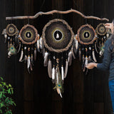 47" Wide Dreamcatcher Set – 5-Piece Boho Wall Hanging with Quartz Crystal, Custom Colors, Ideal Above Bed Spiritual Decor