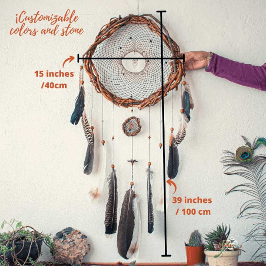 Spiritual wall decor Dream Catcher Natural mother earth style with Natural Wood ArMoniZar