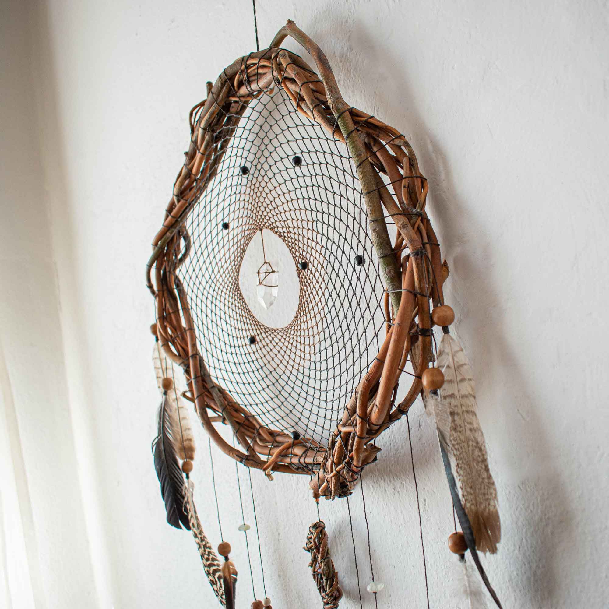 Spiritual wall decor Dream Catcher Natural mother earth style with Natural  Wood