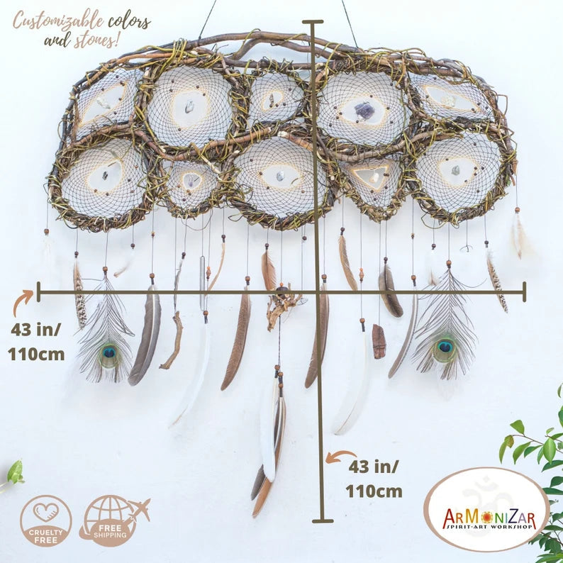 Wall decor over the bed Large Dreamcatcher wall hanging woven tapestry Large natural wall decor dream catcher Wonderful energy, Earthy witch ArMoniZar