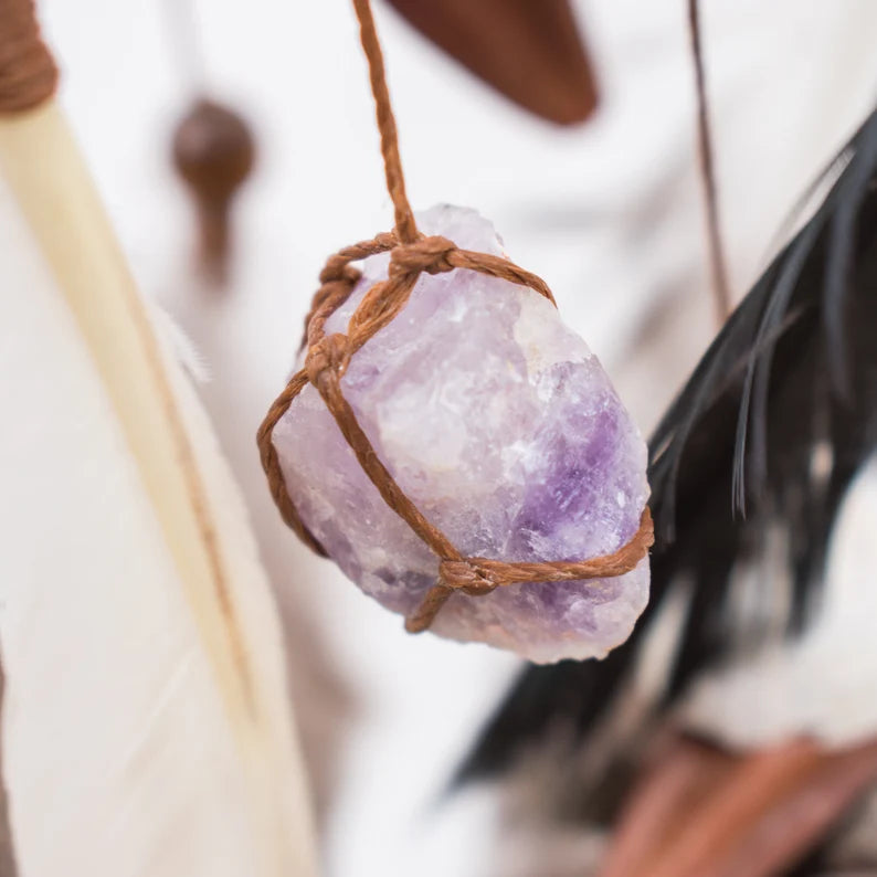 Water and Earth tones hanging mobile with beautiful sacred stones, Dream Catcher Chakra ArMoniZar