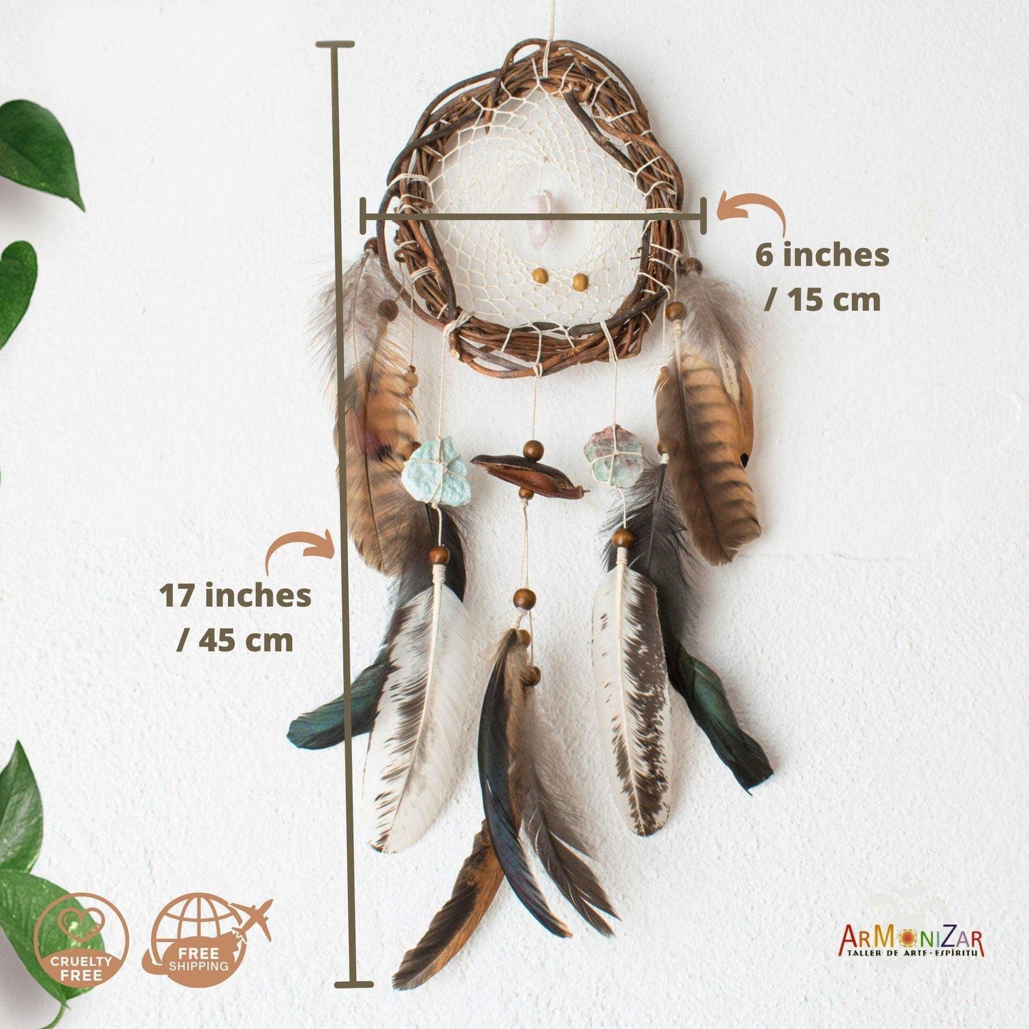 White dreamcatchers crystal, Spiritual dream catcher shamanic macrame wall decor, Powerful stone, house blessing, Sacred circle catcher ArMoniZar