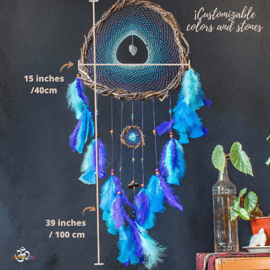 Wooden decor dream catcher willow, Native inspired dreamcatcher with semiprecious stones, personalized gifts ArMoniZar