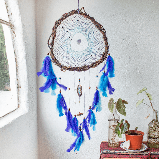 Wooden decor dream catcher willow, Native inspired dreamcatcher with semiprecious stones, personalized gifts ArMoniZar