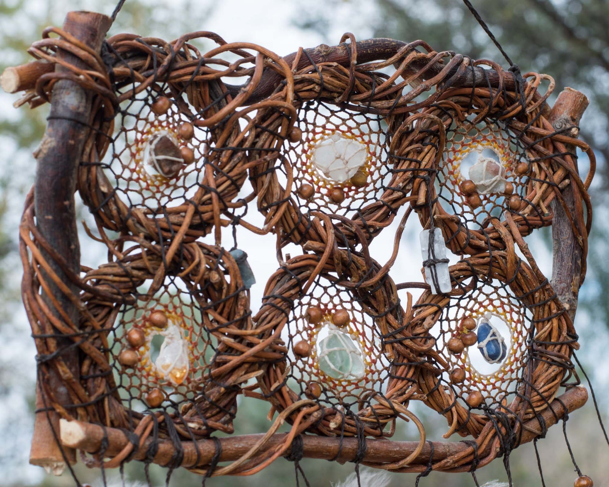 Wooden hanging dream catcher Native america style ArMoniZar