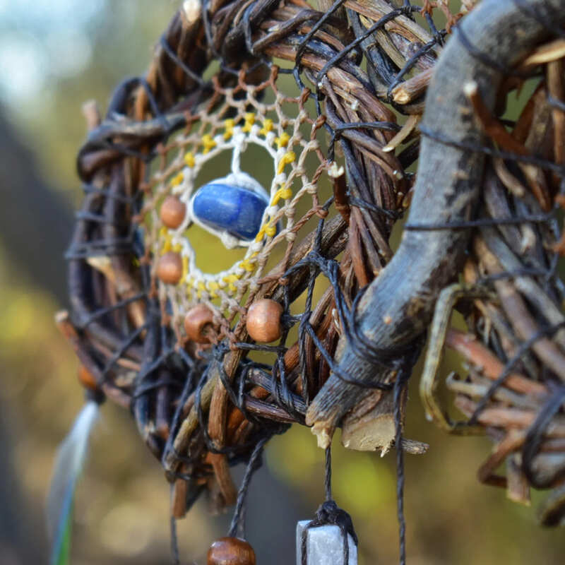 Ready-to-Ship Holistic Rustic Dream Catcher Set: Semi-Precious Stones for Stress Relief, Sleep Support, Positive Energy, Yoga Practice