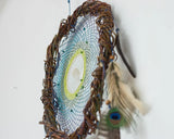 Wood Dreamcatcher natural stones Wall hanging large made from natural materials, Large Dreamcatcher for holistic space and bedroom decor