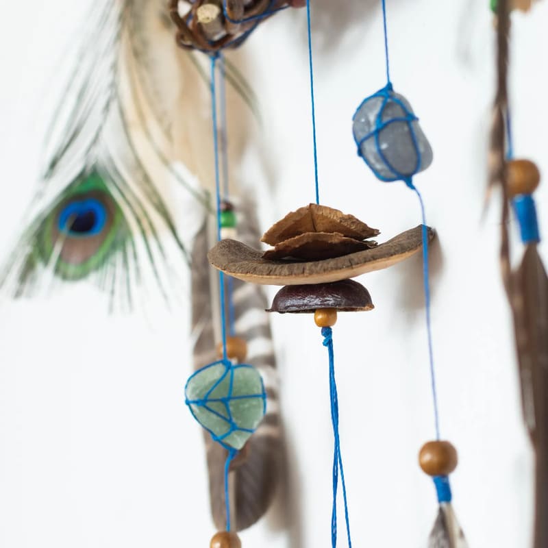 Wood Dreamcatcher natural stones Wall hanging large made from natural materials, Large Dreamcatcher for holistic space and bedroom decor