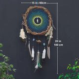 Wood Dreamcatcher natural stones Wall hanging large made from natural materials, Large Dreamcatcher for holistic space and bedroom decor